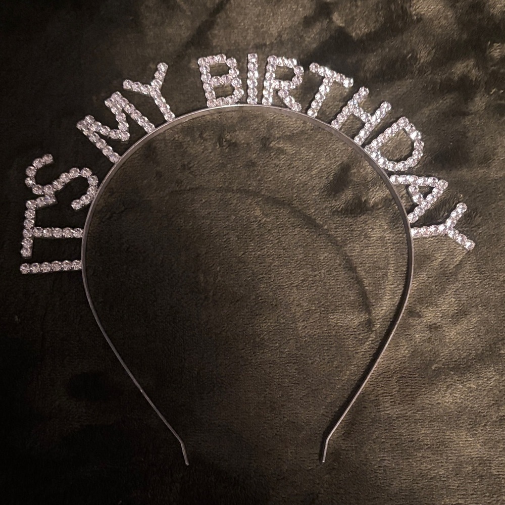Sparkling Silver Birthday Headband ..band stretches will fit a girl’s/ woman
